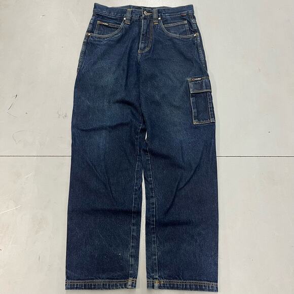 VTG Y2K Fubu Dark Blue Wash Baggy Wide Leg Carpenter Jeans Skater SZ 31x33 - Picture 3 of 7